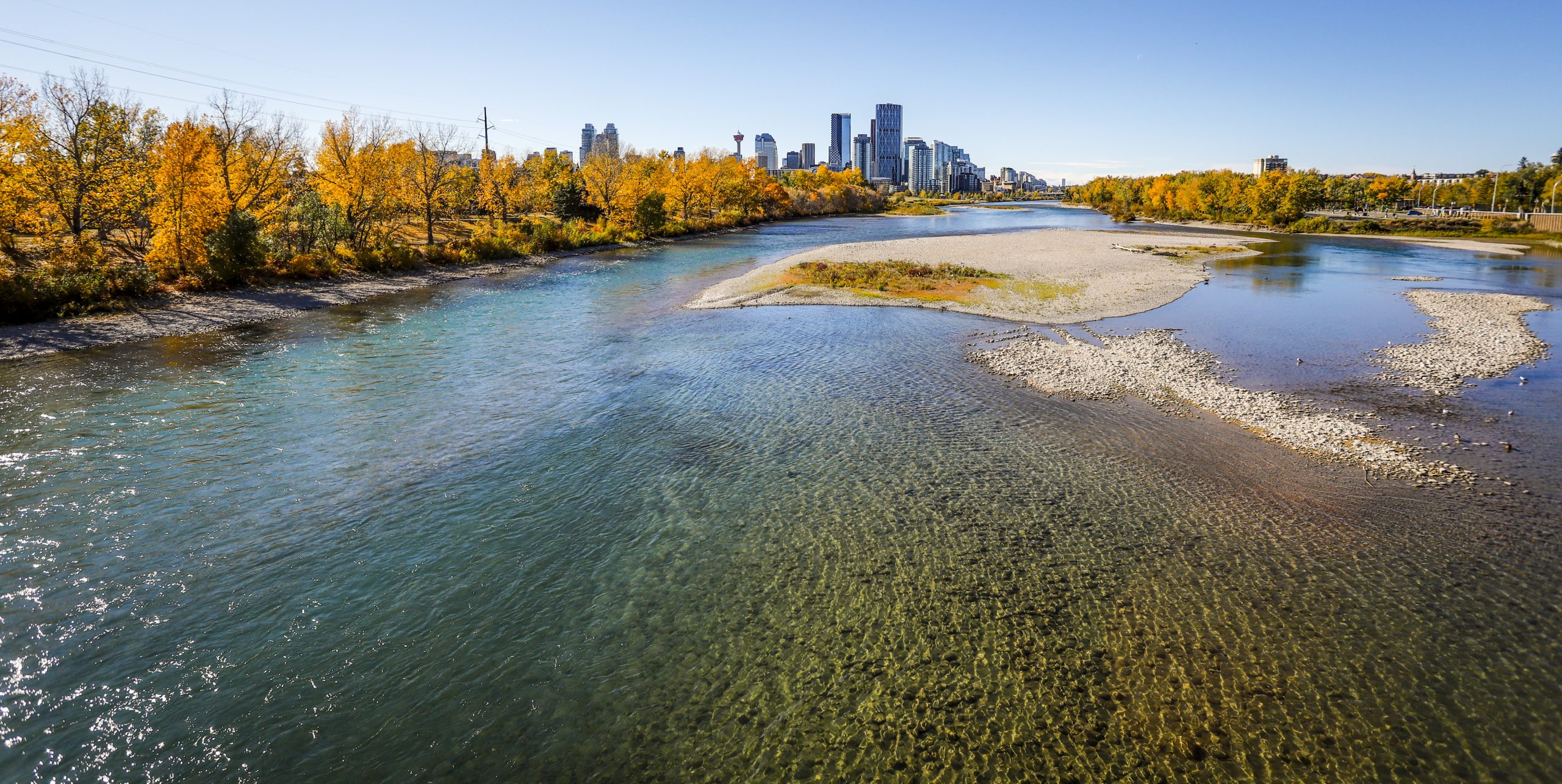 The Bow River flows through downtown Calgary